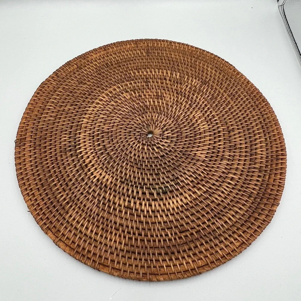 Rattan Placemat Unisex 15.5in Brown Very Good Woven Wicker Boho Decor